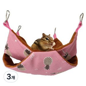 요런개 데일리 소동물 해먹 은신처 S, 04 핑크파인애플, 3개