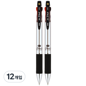 자바펜 제트 3색 볼펜 M 0.7mm, 메탈릭 실버, 12개