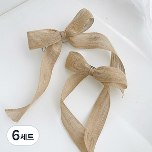 데코토닉 내츄럴 리본 커튼집게 양쪽 세트 16 x 25 cm, 베이지, 6세트