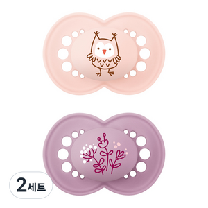 MAMBaby 신생아 오리지널 실리콘 쪽쪽이 2종 세트, 16개월이상, 핑크, 화이트, 2세트