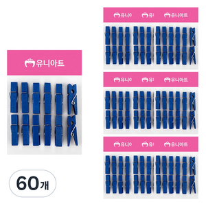 유니아트 1200 나무집게 중 10p, 파랑, 60개