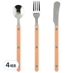 메종오브제 파르베 1인 디저트 3종 세트, 누드핑크, 티스푼 + 티포크 + 버터나이프, 4세트