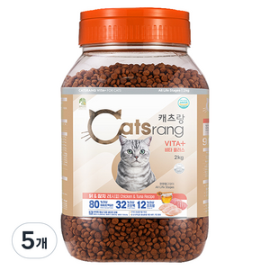 캐츠랑 전연령 고양이 비타플러스 건식사료, 닭+참치, 2kg, 5개