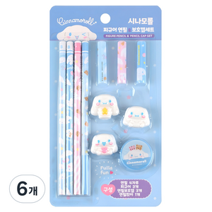 산리오캐릭터즈 피규어 연필 보호캡 세트, 시나모롤(블루), 6개