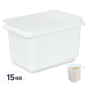 리빙선데이 국산 라이스빈 쌀통 10kg, 화이트, 15세트