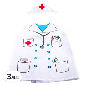 므몽 어린이 역할놀이옷 의사 의상 + 머리띠 세트, 혼합색상, 3세트