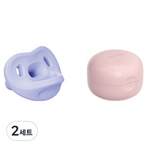 모윰 올 실리콘 마카롱 노리개젖꼭지 + 전용 케이스, 2단계(3~6개월), 블루베리, 2세트