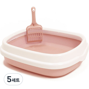 애구애구 애냥이네 감자농장 고양이 화장실 평판형 + 모래삽, 인디핑크, 5세트