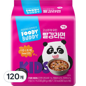 푸디버디 빨강라면, 84g, 120개
