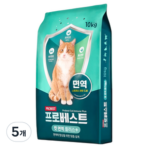 프로베스트 전연령 고양이 면역 플러스 사료, 곡물, 10kg, 5개