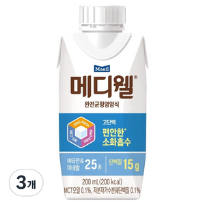 메디웰 고단백 완전균형영양식, 200ml, 3개