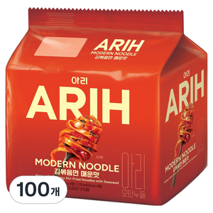 팔도 아리 모던누들 김볶음면 매운맛 130g, 100개