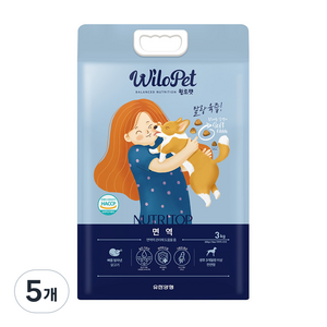 월로펫 전연령 강아지 뉴트리탑 면역 소프트사료, 닭, 3kg, 5개
