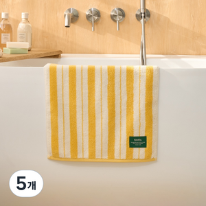 모던하우스 STF 더블 스트라이프 세면타월 190g 40 x 80 cm, 5개, 옐로우