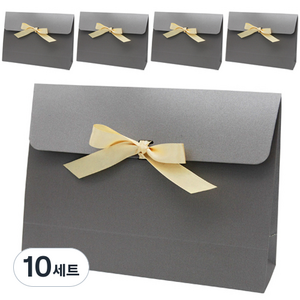 이브 리본장식 선물백 5p + 연브라운 리본 5p, 그레이, 10세트