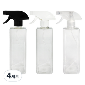 월드크린 분무기 사각 3p, 4세트, 블랙 + 화이트 + 투명