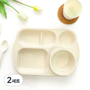 로흐야 로야 유아 멜라민 805 식판 +이유식볼, 연베이지, 유아식판 + 이유식볼, 2세트