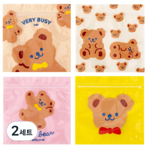 미미파티 귀여운 곰돌이 다용도 지퍼백 포장 봉투세트 40p, 큐트 베어 믹스, 2세트