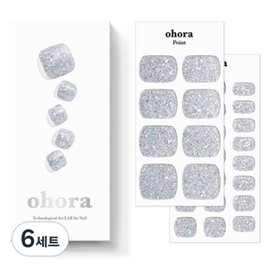 오호라 P 글리터 샤워 페디 세트, 6세트, 실버 글리터