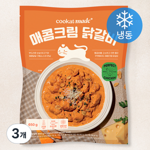 쿠캣 매콤크림 닭갈비 (냉동), 650g, 3개