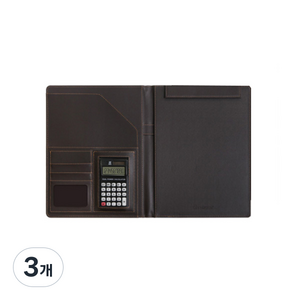 히키스 가죽 폴더형 계산기 결재서류판, 브라운, 3개
