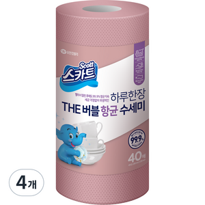 스카트 THE버블 항균수세미, 로즈핑크, 40개입, 4개