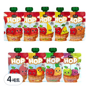 아넬라 HOP 퓨레 사과 100g 2p + 바나나 100g + 사과배100g + 단호박 100g + 고구마 100g + 푸룬 100g + 애플망고 100g + 파인애플 100g 세트, 혼합맛(사과/바나나/사과배/단호박/고구마/생푸룬/애플망고/파인애플), 4세트