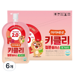 아이배냇 키클리 철분플러스 딸기비트 10p, 6개, 1L
