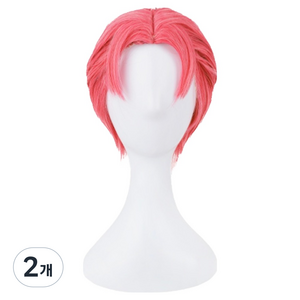 K POP 남자 아이돌 코스프레 가발 35cm, 마젠타 애비, 2개