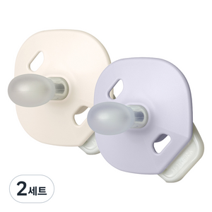 마더케이 유아용 실리콘 폴딩 쪽쪽이 2종 + 케이스 2p 세트, 2단계(6개월 이후), 크림 야광 + 블루베리 야광, 2세트