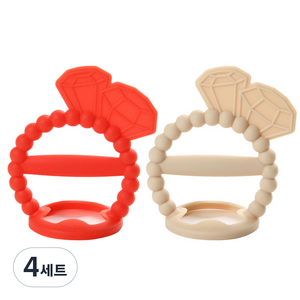 데일리라이크 봉봉 탄생석 치발기 세트, 2종, 01 가넷, 진주, 4세트