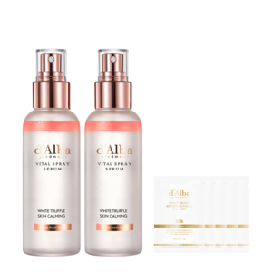 [비건뷰티] 달바 화이트 트러플 바이탈 스프레이 세럼 100ml x 2p + 약산성 젤클렌저 15ml 세트, 1개