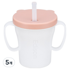 에디슨 베이비 흘림방지 빨대컵, 200ml, 5개, 핑크(CU3543)