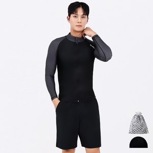 아쿠아티카 남성용 래쉬가드 AQAMAK 집업래쉬가드+ PZ반바지 스판수모 3종 세트