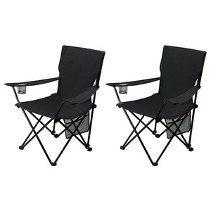 코멧 아웃도어 와이드 캠핑 체어 세트, 블랙, 2개