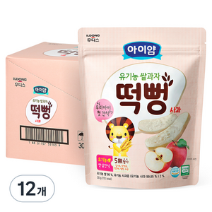 일동후디스 아이얌 유기농 쌀과자 사과떡뻥 30g, 사과, 12개