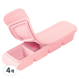 퍼기 이중 밀폐 이유식 큐브 4구, 200ml, 파스텔핑크, 4개
