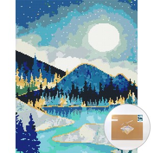 아트조이 DIY 보석 십자수 캔버스형 50 x 40 cm, 은빛의풍경, 1세트