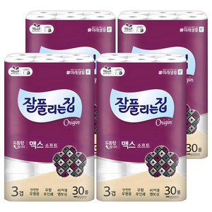 잘풀리는집 맥스 소프트 3겹 롤화장지, 30m, 30롤, 4개