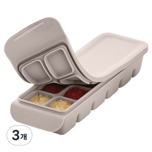 퍼기 이중 밀폐 이유식 큐브 12구, 240ml, 웜그레이, 3개