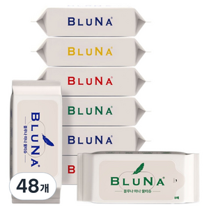 블루나 더퍼스트 미니 물티슈 랜덤발송, 50g, 8매, 48개