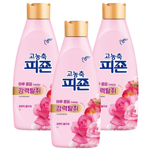 피죤 고농축 강력탈취 오리지널 섬유유연제 로맨틱 플라워향 본품, 1L, 3개