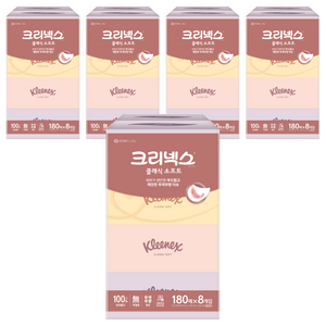 크리넥스 클래식 소프트 천연펄프 미용티슈 2겹, 180매, 40개