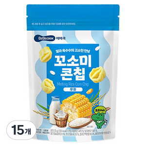 베베쿡 꼬소미 콘칩, 우유맛, 25g, 15개