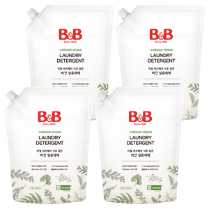 비앤비 리얼 라즈베리 식초 담은 비건 섬유세제 무향 리필, 1.5L, 4개