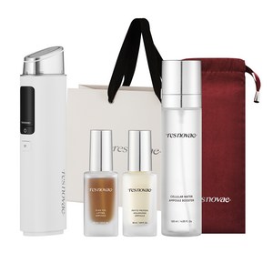 레스노베 디바이스 + 리프팅 앰플 30ml + 볼류마이징 앰플 30ml + 앰플 부스터 120ml + 파우치 세트, CORE IMPACT, 퓨어 화이트(마사지기), 와인(파우치)