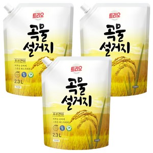 트리오 곡물설거지 우리현미 주방세제 리필, 2.3L, 3개