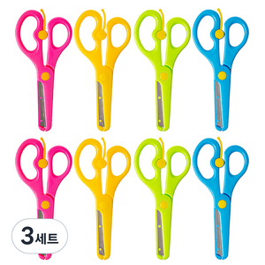 탐사 어린이 가위 4종 x 2p 세트, 연두, 하늘, 노랑, 핑크, 3세트