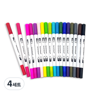 블루마토 듀얼 팁 브러쉬 펜 18색 DTB002, 혼합 색상, 4세트