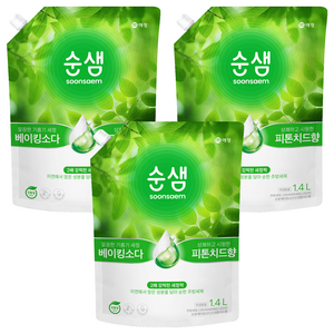 순샘 베이킹소다 피톤치드향 주방세제 리필, 1.4L, 3개 골드박스 특가